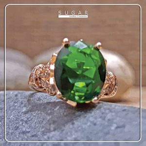 Gold Plated Ring with Emerald Cubic Zirconia (R00725)