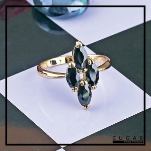 Gold Plated Ring With Sapphire Cubic Zirconia (R00757)