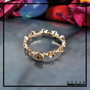 Gold Colored Ring with Zircons (R00742)