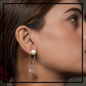 Gold Plated Earrings With Semi Precious Stones (E00740)