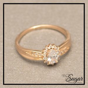 Gold Plated Ring with Zircon Stones (R00775)