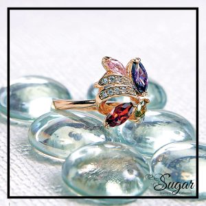 Gold Plated Ring With Multi Color Zircon Stones  (R00510)