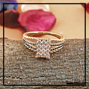 Gold Plated Ring with Zircon Stones (R00728)