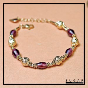 Gold Plated Bracelet with Amethyst Cubic Zirconia (B00548)